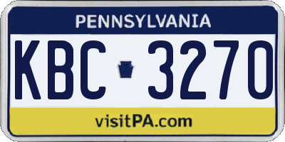 PA license plate KBC3270