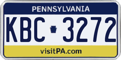 PA license plate KBC3272