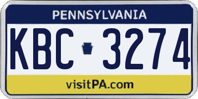 PA license plate KBC3274