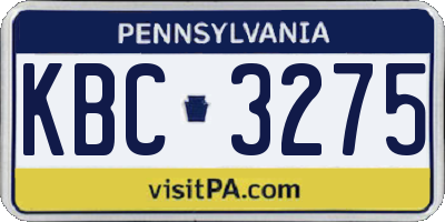 PA license plate KBC3275