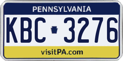 PA license plate KBC3276