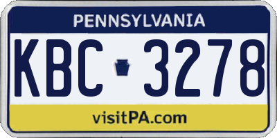 PA license plate KBC3278
