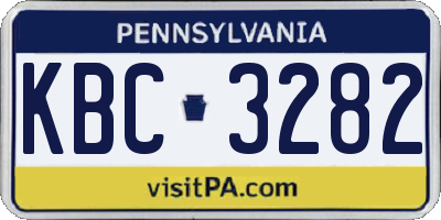 PA license plate KBC3282