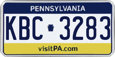 PA license plate KBC3283