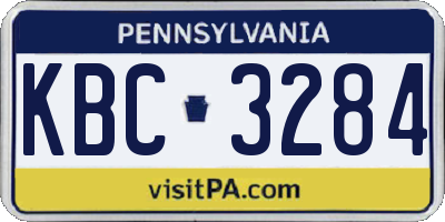 PA license plate KBC3284