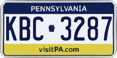 PA license plate KBC3287