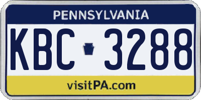 PA license plate KBC3288