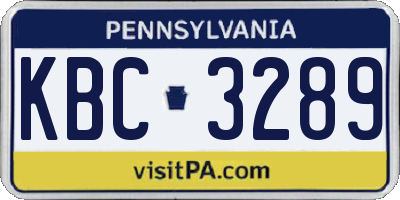 PA license plate KBC3289