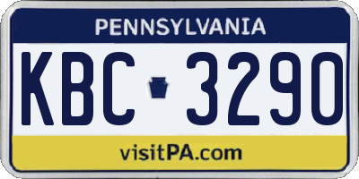 PA license plate KBC3290