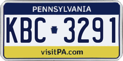 PA license plate KBC3291