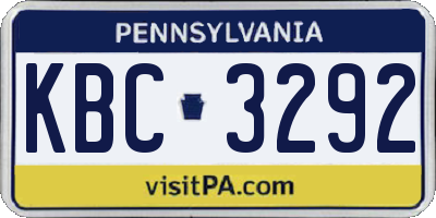 PA license plate KBC3292