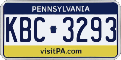 PA license plate KBC3293