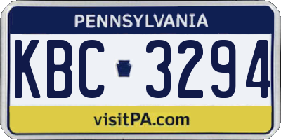 PA license plate KBC3294