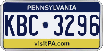 PA license plate KBC3296