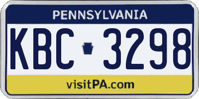 PA license plate KBC3298