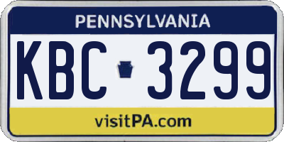 PA license plate KBC3299