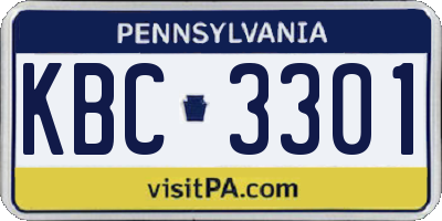 PA license plate KBC3301