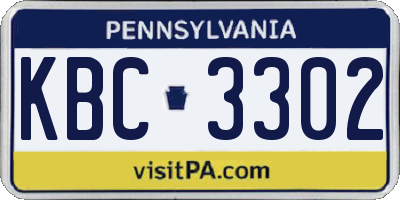 PA license plate KBC3302