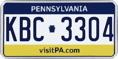 PA license plate KBC3304