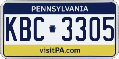 PA license plate KBC3305