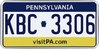 PA license plate KBC3306