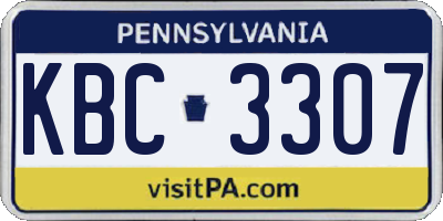PA license plate KBC3307