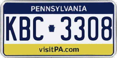 PA license plate KBC3308