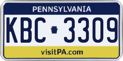 PA license plate KBC3309