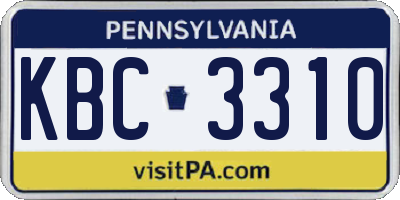 PA license plate KBC3310