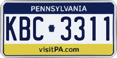 PA license plate KBC3311