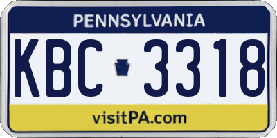 PA license plate KBC3318