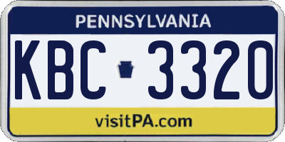 PA license plate KBC3320