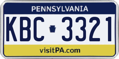 PA license plate KBC3321
