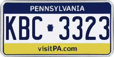 PA license plate KBC3323