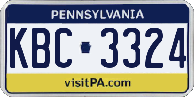 PA license plate KBC3324