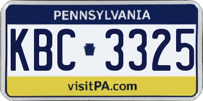 PA license plate KBC3325