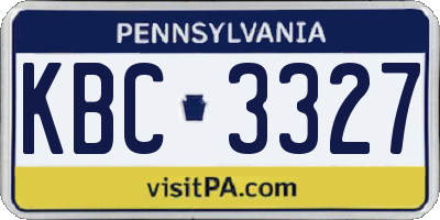 PA license plate KBC3327