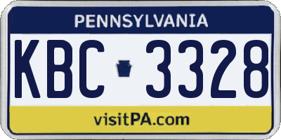 PA license plate KBC3328