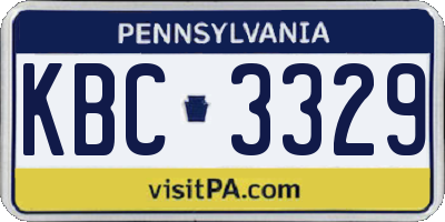 PA license plate KBC3329
