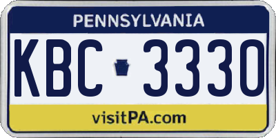 PA license plate KBC3330