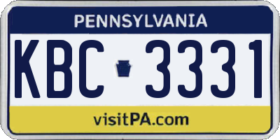 PA license plate KBC3331