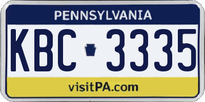 PA license plate KBC3335