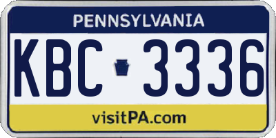PA license plate KBC3336