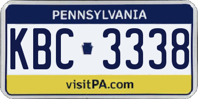 PA license plate KBC3338