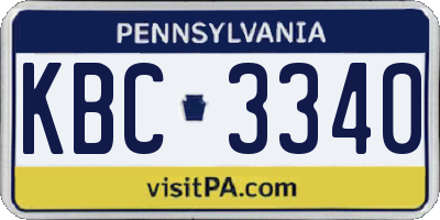 PA license plate KBC3340