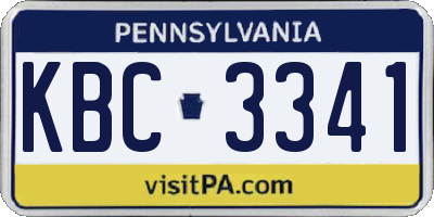PA license plate KBC3341