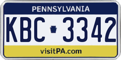PA license plate KBC3342