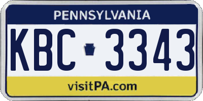 PA license plate KBC3343