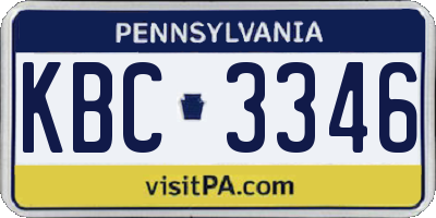 PA license plate KBC3346