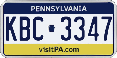 PA license plate KBC3347